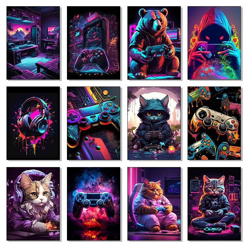 Gaming Console In - Colorful Neon Game Console Cat Headphones