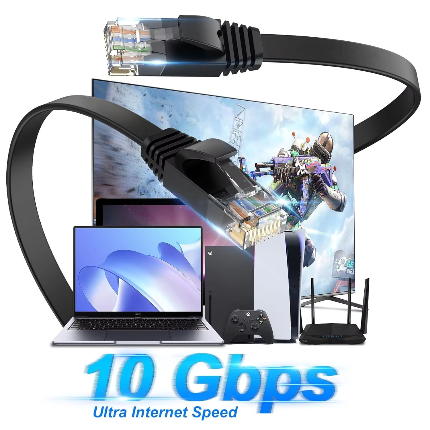 Cat 6 Ethernet Flat Cable, Out - đánh giá và giá Lan Cable Gaming