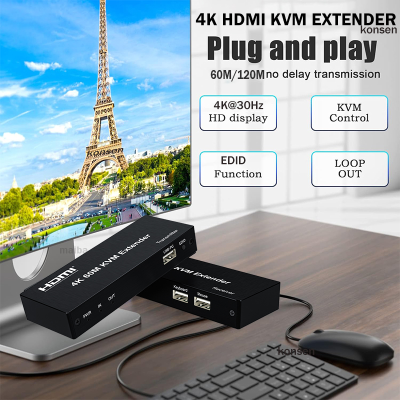 4K 120M HDMI KVM Extender 60M  - đánh giá và giá Lan Cable Gaming